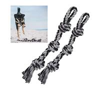 Relaxdays Corde per Cani, Set 2 Giocattoli Resistenti & Robusto, Giochi da Mordere & Tirare, Treccia L 70 cm,Nero/Grigio