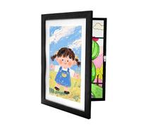 Relaxdays Cornice A4 intercambiabile per disegni dei bambini, pieghevole, magnetica, 32x25,5 cm, MDF e acrilico, nera
