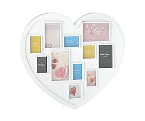 Relaxdays Cornice Multifoto a Cuore per 11 Foto, Decorazione da Parete, Simpatica Idea Regalo per Matrimonio, Bianco