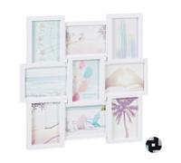relaxdays Cornice per 9 Foto, in Formato Verticale o Orizzontale, da Parete, in Plastica, HL: 54 x 54 cm Colore Bianco, 54 x 54 x 2,5 cm