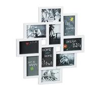 Relaxdays Cornice per 10 Foto, in Formato Verticale o Orizzontale, da Parete, in Plastica, HxL 55x50 cm, Bianco