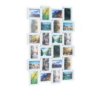 Relaxdays 10021954_49 Cornice Portafoto Multipla, 24 Fotografie da Parete HxL 59 x 68, Verticale & Orizzontale, Porta-Foto, Bianco, Plastica e MDF, 86x59x2.5 cm