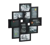 Relaxdays Cornice per 10 Foto, in Formato Verticale o Orizzontale, da Parete, in Plastica, HxL 55x50 cm, Nero