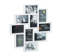 Relaxdays Cornice per 10 Foto, in Formato Verticale o Orizzontale, da Parete, in Plastica, HxL 55x50 cm, Bianco