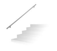 Relaxdays Corrimano in Acciaio 201, Lunghezza: 200 cm, Barra Rotonda per Scale Interne e Esterne, Ø 38 mm, Argento