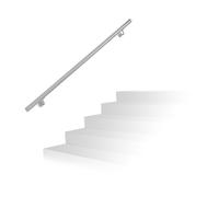 Relaxdays Corrimano in Acciaio 201, Lunghezza: 150 cm, Barra Rotonda per Scale Interne e Esterne, Ø 38 mm, Argento