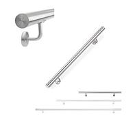 Relaxdays Corrimano, Acciaio Inox 304, Passamano per Ambienti Interni e Esterni, 100 cm, Ø 42 mm, con Supporto, Argento