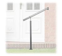 Relaxdays Corrimano, Acciaio Inox, Interni ed Esterni, 80x90 cm, Staffe e Tasselli per Montaggio a Parete, Argentato, Argento, 0.42 x 80 x 0.42 cm