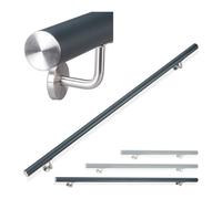 Relaxdays Corrimano Rotondo in Alluminio, Passamano per Interni o Esterni, Opaco, 200 cm, Diametro 42 mm Antracite