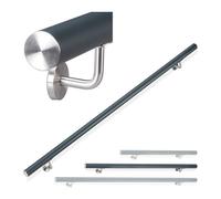 relaxdays, Diametro 42 mm Antracite Corrimano Rotondo in Alluminio, Passamano per Interni o Esterni, Opaco, 150 cm, 12 x 150 x 8 cm