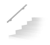 Relaxdays Corrimano in Acciaio 201, Lunghezza: 100 cm, Barra Rotonda per Scale Interne e Esterne, Ø 38 mm, Argento