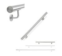 Relaxdays Corrimano, Acciaio Inox 304, Passamano per Ambienti Interni e Esterni, 42 mm, con Supporto, Argento, 100 cm-Ø 42