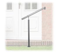 Relaxdays Corrimano, Acciaio Inox, Interni ed Esterni, 80x90 cm, Staffe e Tasselli per Montaggio a Parete, Argentato, Argento, 0.42 x 80 x 0.42 cm
