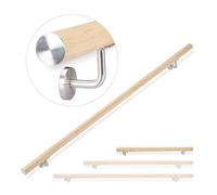 relaxdays, Legno Naturale Corrimano in Alluminio, Rotondo, Passamano per Interni o Esterni, 100 cm, Diametro 42 mm, 12 x 100 x 8 cm