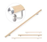 relaxdays, Legno Naturale Corrimano in Alluminio, Rotondo, Passamano per Interni o Esterni, 150 cm, Diametro 42 mm, 12 x 150 x 8 cm