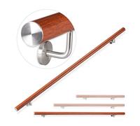 Relaxdays Corrimano in Alluminio, Rotondo, Passamano per Interni o Esterni Effetto-Quercia, 200 cm, Ø 42 mm Marrone