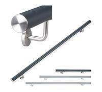 relaxdays Corrimano Rotondo in Alluminio, Passamano per Interni o Esterni, Opaco, 100 cm, Diametro 42 mm Antracite