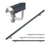 relaxdays Corrimano Rotondo in Alluminio, Passamano per Interni o Esterni, Opaco, 200 cm, Diametro 42 mm Antracite