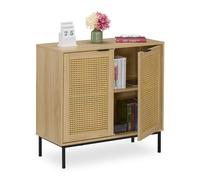 Credenza Ingresso Comò Mobile Cassettiera Soggiorno Retrò Ante Rattan 76x80x35cm