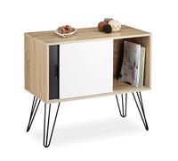 Relaxdays Credenza Retrò, Design Anni'60, in Legno e Metallo, Stile Scandinavo, HxLxP: 70x80x40 cm, Bianco/Nero/Beige