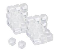 Relaxdays Cubetti da Ghiaccio Riutilizzabili, Set da 50, Cubi Refrigeranti in Plastica, per Bevande, Feste, Trasparenti, 4 cm
