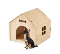 Relaxdays Cuccia per Cani, Casetta per Gatti, Lettino Animali Domestici per Interni, 35x36,5x34,5cm, Legno MDF, Naturale, Fibra, 35 x 36.5 x 34.5 cm