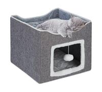 Relaxdays Cuccia grigia per gatti con pallina