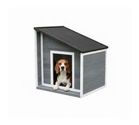 Relaxdays Cuccia per Cani, in Legno, Impermeabile, Tetto apribile, per Cani Piccoli, HLP: 77x71x58 cm, Grigio/Bianco