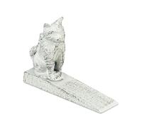 Relaxdays Cuneo Fermaporta con Gatto Decorativo, in Ghisa, Pesante Blocca Porta da Terra, HLP 11 x 15 x 4 cm, Bianco