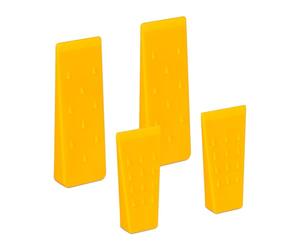 Relaxdays Cuneo Spaccalegna, Set da 4 Spacca Legna Manuali, 14 e 21 cm, Accessori per Abbattimento Alberi, Giallo
