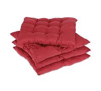 Relaxdays Cuscini per Sedie in Set da 4, 38 x 38 cm, Coprisedia con Laccetti, Interni e Esterni, Poliestere, Rosso