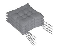 Relaxdays Cuscini per sedie, Set 4, Trapuntati con Laccetti, Interno/Esterno, Poliestere, Grigio 40x40 cm
