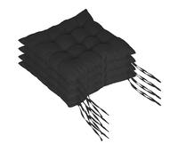 Relaxdays Cuscini per sedie Set da 4, Trapuntati con Laccetti, 40x40 cm, Poliestere Neri per Interno ed Esterno