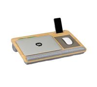 Relaxdays Cuscino PC Portatile, Appoggia Notebook in bambù, Mousepad, 2 Supporti per Smartphone 10x55,5x36 cm, Naturale, Poliestere