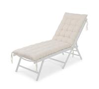 Relaxdays Cuscino per panchina Imbottito e Trapuntato con Lacci 180x50 cm Beige