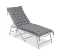 Relaxdays Cuscino per panchina Imbottito e Trapuntato con Nastri, 180x70 cm, Esterno, Grigio