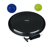Relaxdays Cuscino Propriocettivo, 2 Palline Massaggianti, Ø 32 cm, fino a 140 kg, Balance Cushion con Nodini, Nero