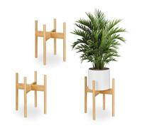 Relaxdays D: 29 cm Supporto per Fiori e Piante in Vaso, Set da 3 Portavasi, Fioriere da Interno, in bambù, Naturale