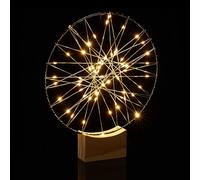 Relaxdays Decorazione ad Anello a LED, per Tavolo e Davanzale, con Base, Ø 25 cm, per Tutto L'Anno, a Batterie, Argento