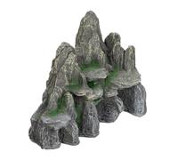 Relaxdays Decorazione per Acquario, Rocce, Aspetto Naturale, Accessori, Allestimento Terrario, Alto 21 cm, Grigio-Verde, Poliresina, 1 pz
