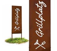 Relaxdays Decorazione da Giardino, Area Barbecue, HB: 85 x 28 cm, palo per Esterno, Rustico