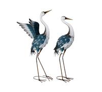 Relaxdays Decorazione da Giardino Set di 2 statuine di aironi, spaventapasseri per laghetto, Uccelli in Metallo