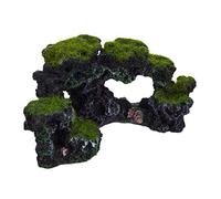 Relaxdays Decorazione per Acquario, Aspetto Naturale, Decorativo, Nascondiglio, Scogliera, Accessori,8,5x17cm,Nero-Verde, Poliresina, 1 pz