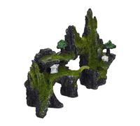 Relaxdays Decorazione per Acquario, Scogliera, Aspetto Naturale, Nascondiglio, Accessori, 17 x 23,5 cm, Nero-Verde, Poliresina