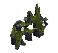 Relaxdays Decorazione per Acquario, Scogliera, Aspetto Naturale, Nascondiglio, Accessori, 17 x 23,5 cm, Nero-Verde, Poliresina