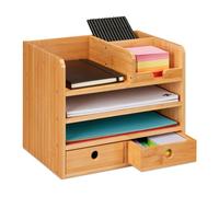 Relaxdays Desk organizer in bambù con 2 cassetti