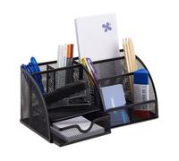 Relaxdays Desk Organizer, Metal, Black, 18 x 25.5 x 10.5 cm 18 x 25.5 x 10.5 cm
