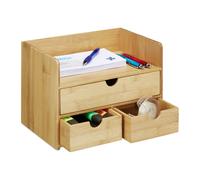 Relaxdays Desk Organizer, Portaoggetti in Bambù, Portaoggetti per Cancelleria, Organizer Scrivania, Legno Naturale