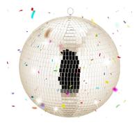 Relaxdays Disco ball, Ø 40 cm, sfera a specchio decorativa da appendere, palla da festa, Discoball Party, champagner