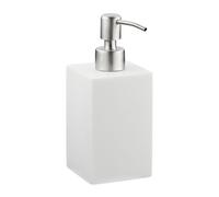 Relaxdays Dispenser di Sapone, 300ml, Portasapone Ricaricabile Manuale, Accessorio Bagno & Cucina, Rettangolare, Bianco, Acciaio Inox, 1 pz
